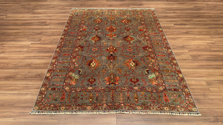 Sultani Binbirgece Original Hand Woven Brown Root Dye Wool Carpet 173x236 4.08 Square Meters - 5x8 ft 