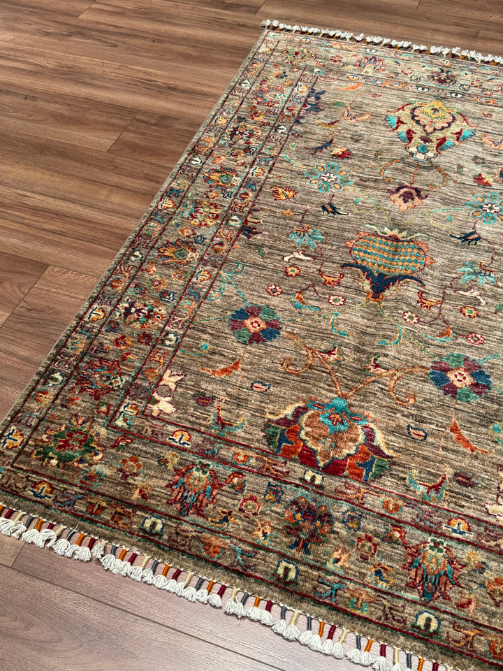 Sultani Binbirgece Orijinal El Dokuması Bej Kök Boya Yün Halı 105x157 1.65 Metrekare - 3x5 ft