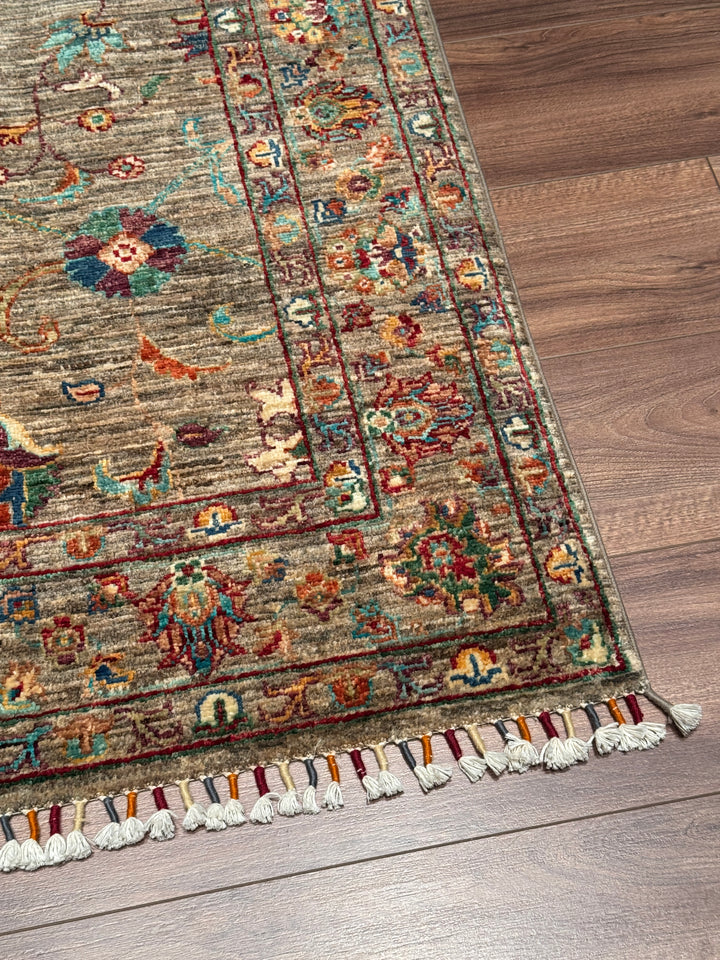 Sultani Binbirgece Orijinal El Dokuması Bej Kök Boya Yün Halı 105x157 1.65 Metrekare - 3x5 ft
