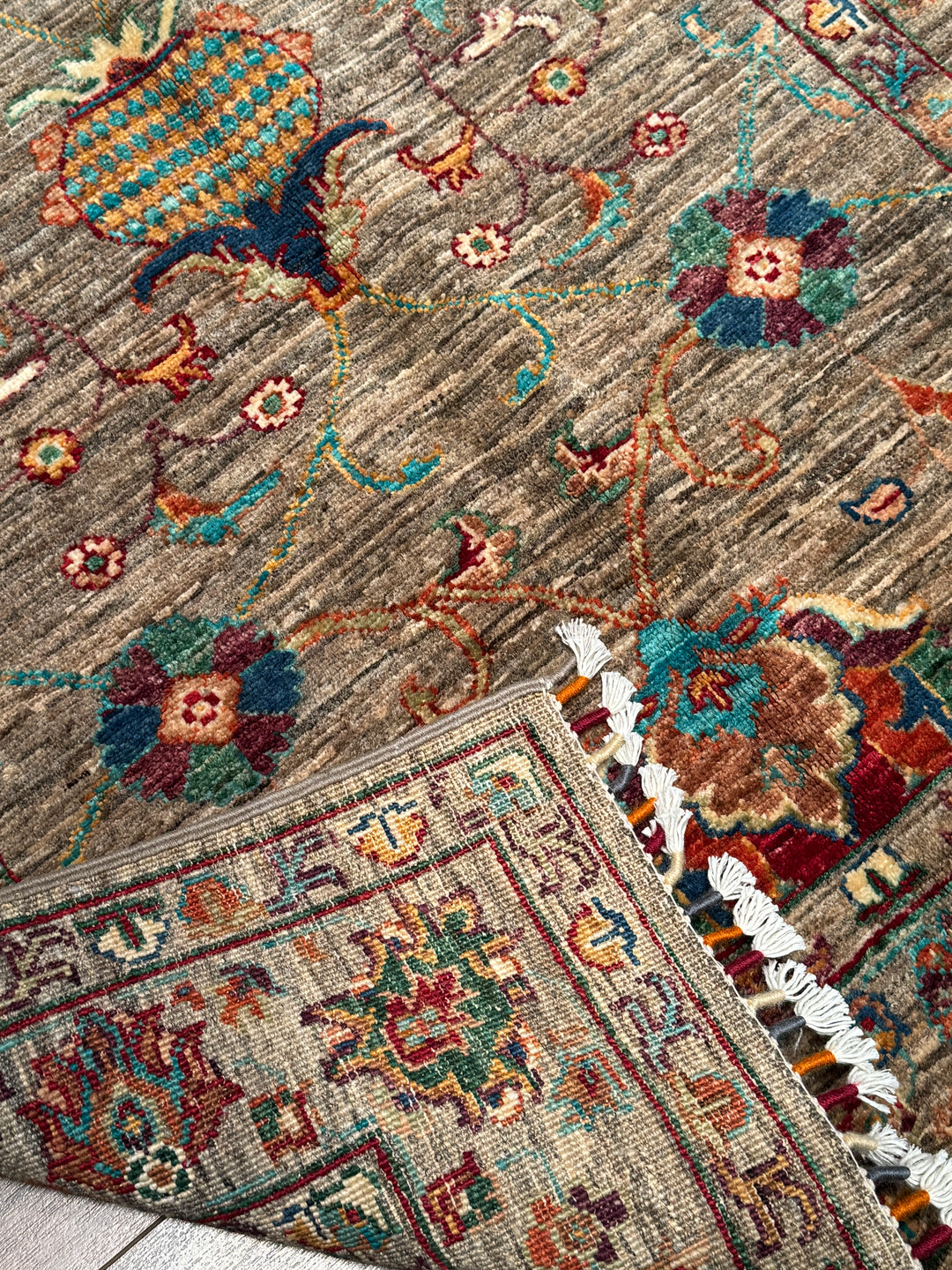 Sultani Binbirgece Orijinal El Dokuması Bej Kök Boya Yün Halı 105x157 1.65 Metrekare - 3x5 ft