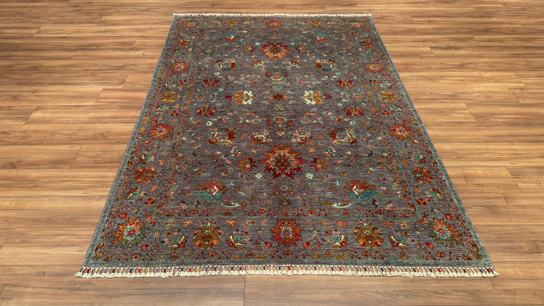 Sultani Binbirgece Orjinal El Dokuması Gri Kök Boya Yün Halı 174x249 4.33 Metrekare - 5x8 ft