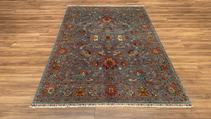 Sultani Binbirgece Original Hand Woven Gray Root Dye Wool Carpet 174x249 4.33 Square Meters - 5x8 ft 