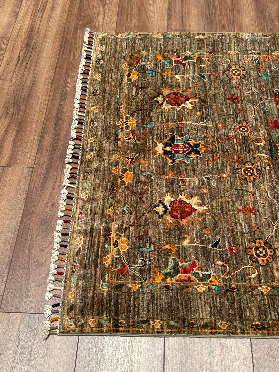 Sultani Binbirgece Orijinal El Dokuması Bej Kök Boya Yün Halı 106x152 1.61 Metrekare - 3x5 ft
