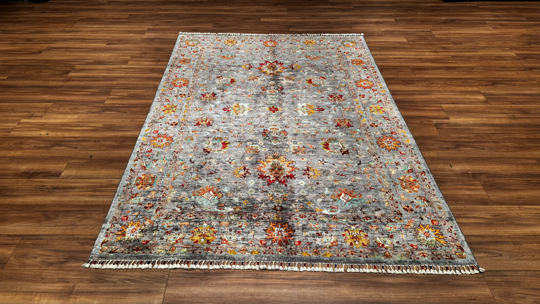 Sultani Binbirgece Orjinal El Dokuması Gri Kök Boya Yün Halı 174x249 4.33 Metrekare - 5x8 ft