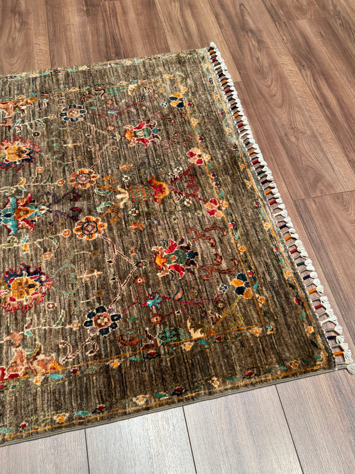Sultani Binbirgece Orijinal El Dokuması Bej Kök Boya Yün Halı 106x152 1.61 Metrekare - 3x5 ft