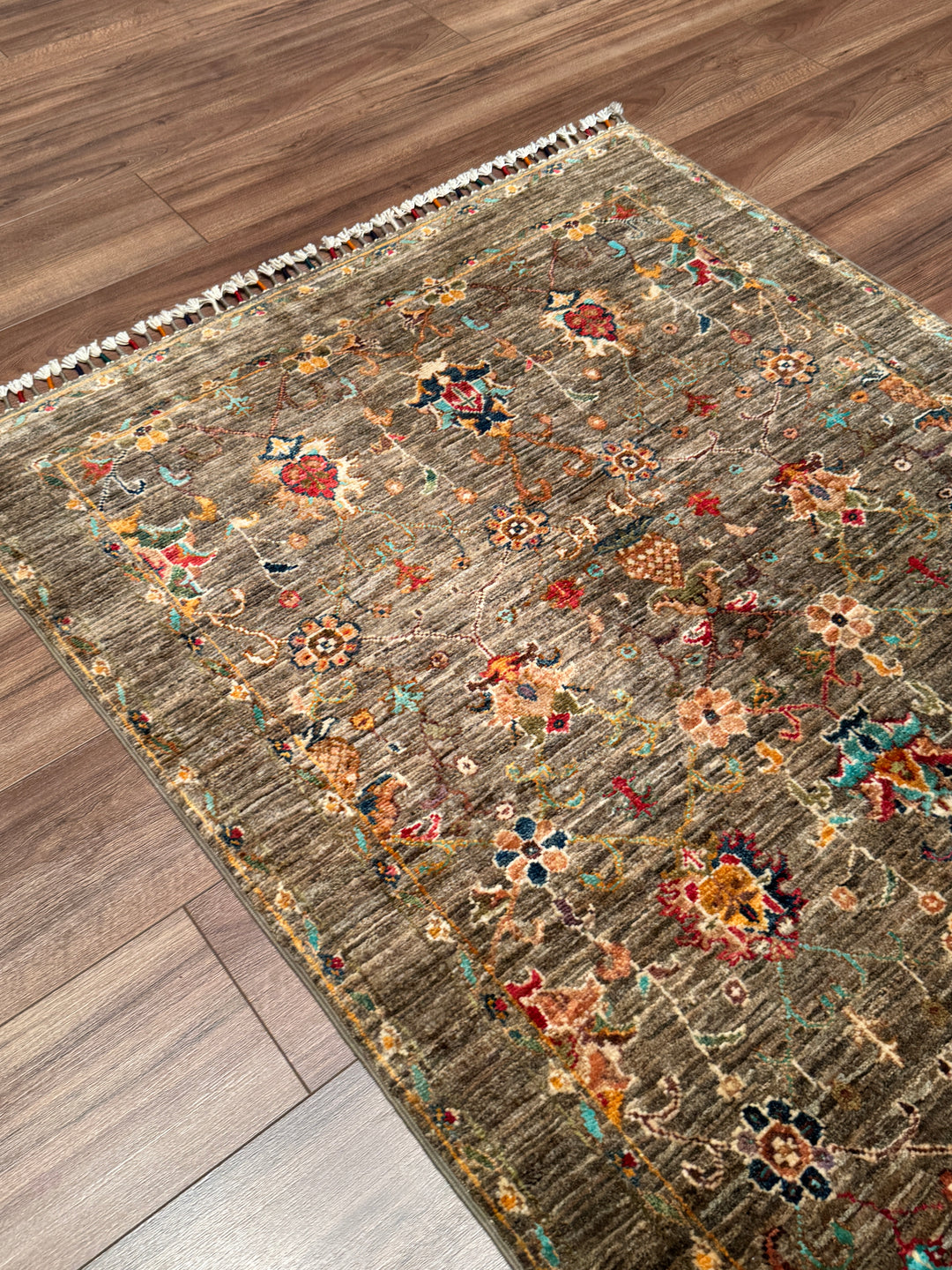 Sultani Binbirgece Orijinal El Dokuması Bej Kök Boya Yün Halı 106x152 1.61 Metrekare - 3x5 ft