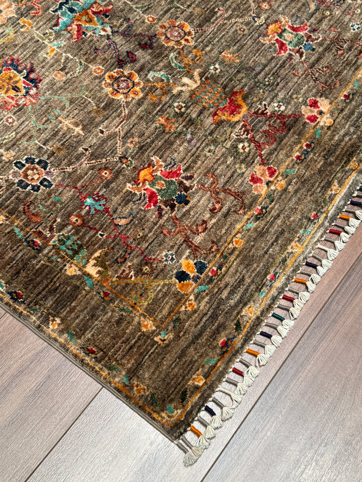 Sultani Binbirgece Orijinal El Dokuması Bej Kök Boya Yün Halı 106x152 1.61 Metrekare - 3x5 ft