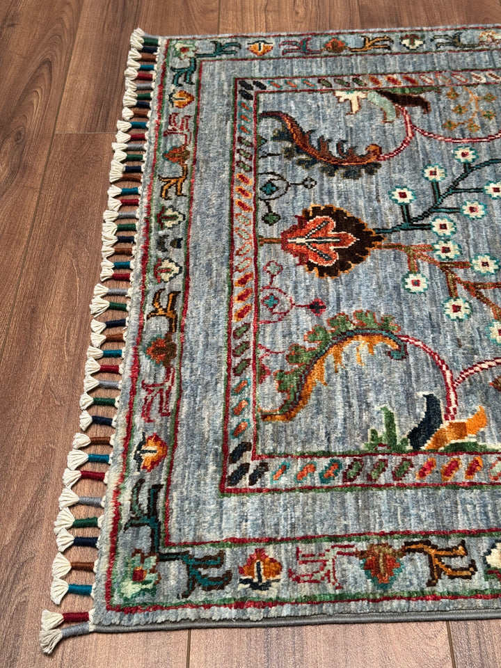 Sultani One Thousand and One Nights Runner Rug, Original Handwoven Grey Natural Dye Wool Carpet, 0.81x302 cm (2.45 square meters) - 3x10 ft 