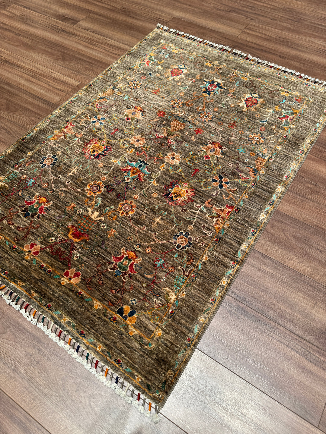 Sultani Binbirgece Orijinal El Dokuması Bej Kök Boya Yün Halı 106x152 1.61 Metrekare - 3x5 ft