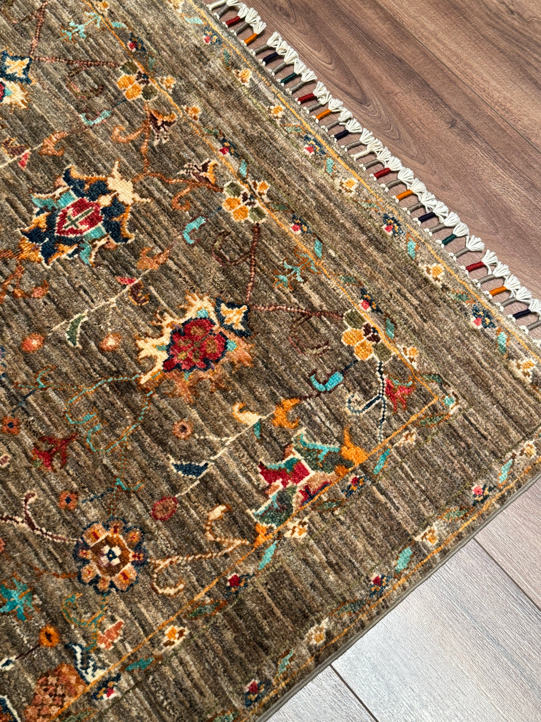 Sultani Binbirgece Orijinal El Dokuması Bej Kök Boya Yün Halı 106x152 1.61 Metrekare - 3x5 ft