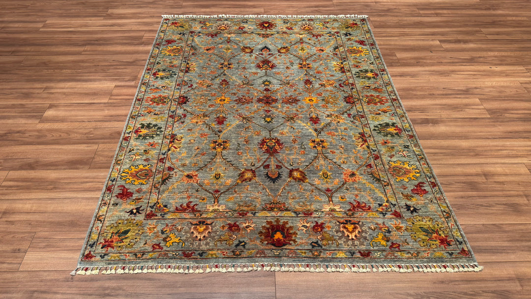 Sultani Binbirgece Original Hand Woven Gray Root Dye Wool Carpet 171x230 3.93 Square Meters - 5x8 ft 