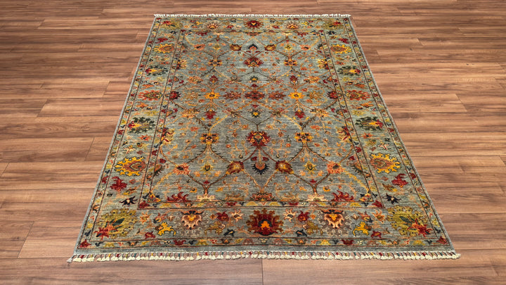 Sultani Binbirgece Orjinal El Dokuması Gri Kök Boya Yün Halı 171x230 3.93 Metrekare - 5x8 ft