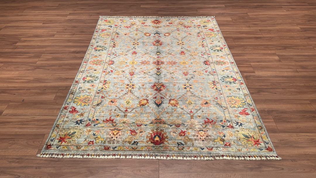 Sultani Binbirgece Original Hand Woven Gray Root Dye Wool Carpet 171x230 3.93 Square Meters - 5x8 ft 