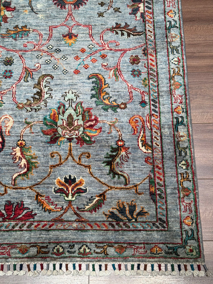 Sultani One Thousand and One Nights Runner Rug, Original Handwoven Grey Natural Dye Wool Carpet, 0.81x302 cm (2.45 square meters) - 3x10 ft 