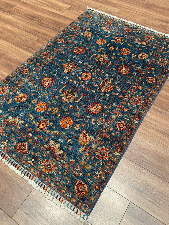 Sultani Binbirgece Orijinal El Dokuması Bej Kök Boya Yün Halı 102x151 1.54 Metrekare - 3x5 ft