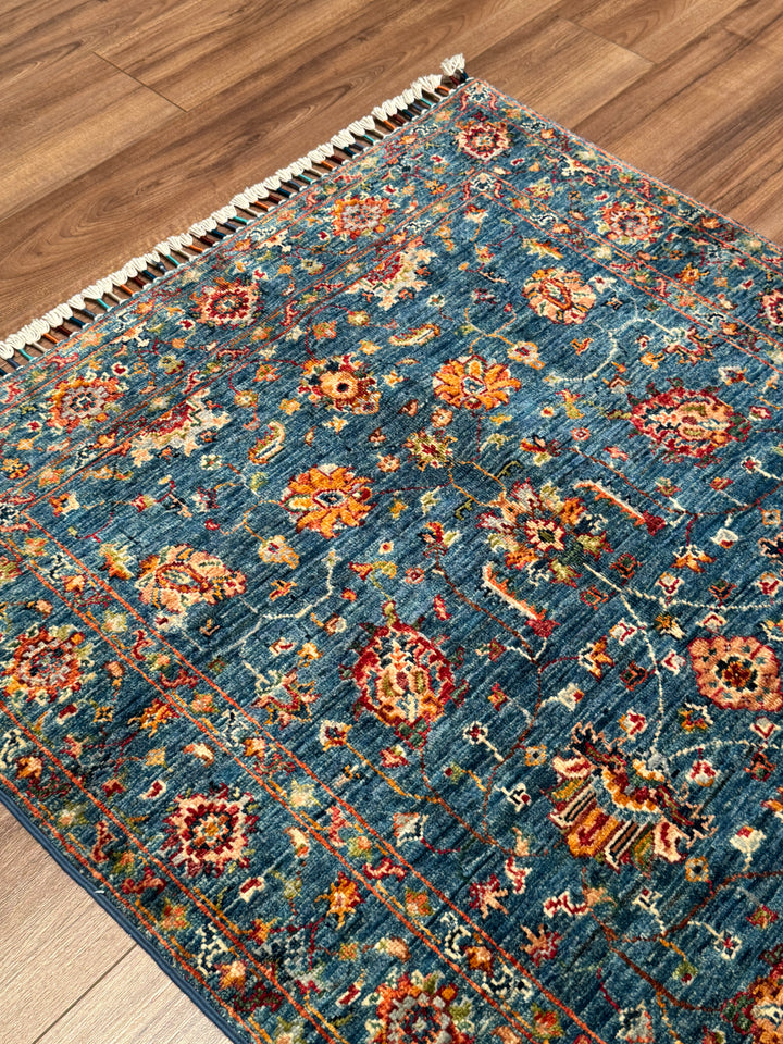 Sultani Binbirgece Orijinal El Dokuması Bej Kök Boya Yün Halı 102x151 1.54 Metrekare - 3x5 ft
