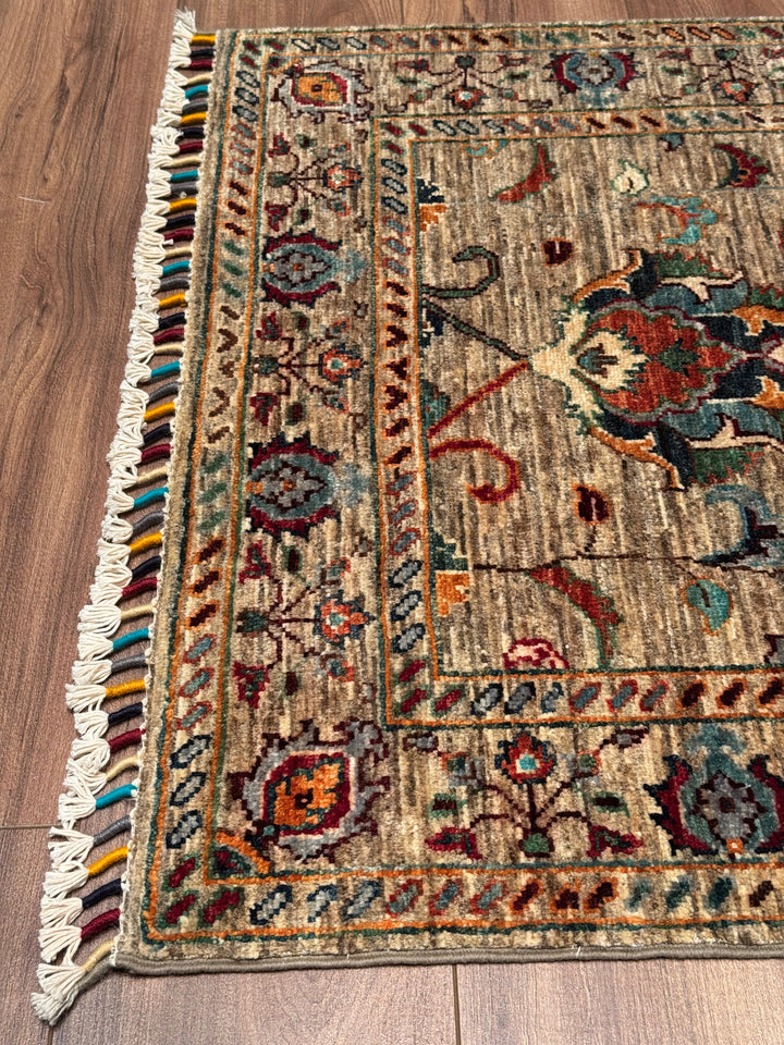 Sultani One Thousand and One Nights Runner Rug, Original Handwoven, Beige, Natural Dye Wool Carpet, 0.82x263 cm (2.16 square meters) - 3x8 ft 