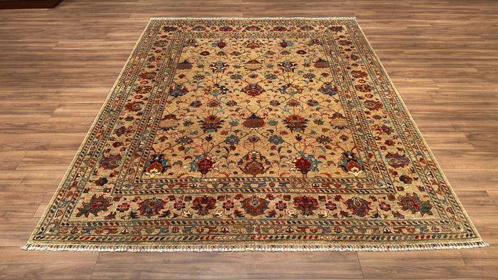 Sultani Binbirgece Original Hand Woven Beige Root Dye Wool Carpet 249x308 7.67 Square Meters - 8x10 ft 