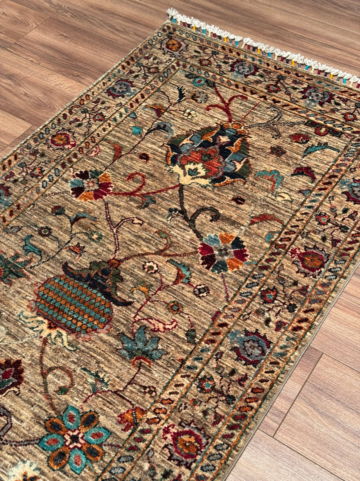 Sultani One Thousand and One Nights Runner Rug, Original Handwoven, Beige, Natural Dye Wool Carpet, 0.82x263 cm (2.16 square meters) - 3x8 ft 