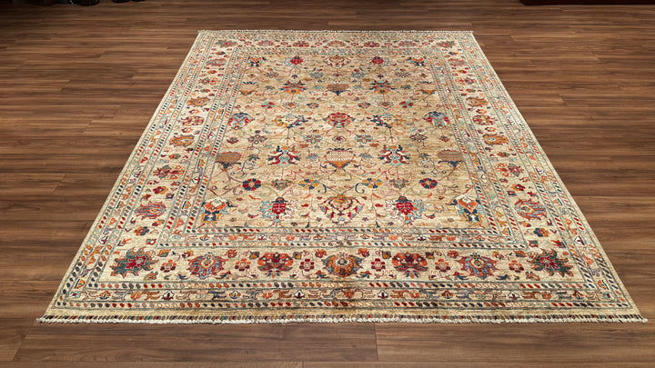 Sultani Binbirgece Original Hand Woven Beige Root Dye Wool Carpet 249x308 7.67 Square Meters - 8x10 ft 