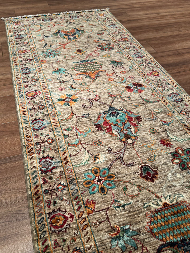 Sultani One Thousand and One Nights Runner Rug, Original Handwoven, Beige, Natural Dye Wool Carpet, 0.82x263 cm (2.16 square meters) - 3x8 ft 