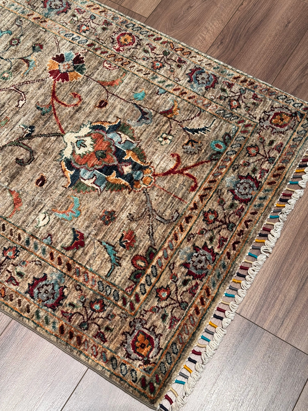 Sultani One Thousand and One Nights Runner Rug, Original Handwoven, Beige, Natural Dye Wool Carpet, 0.82x263 cm (2.16 square meters) - 3x8 ft 