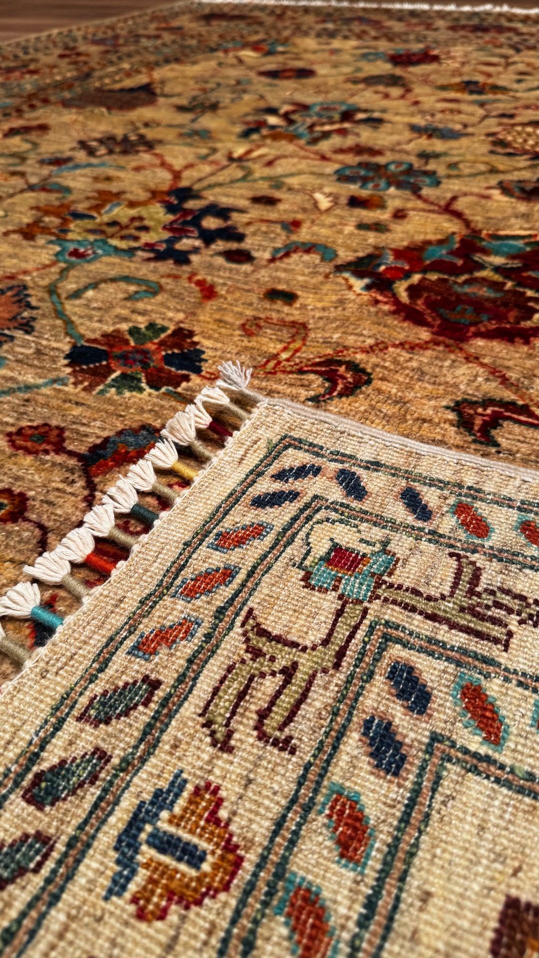 Sultani Binbirgece Original Hand Woven Beige Root Dye Wool Carpet 249x308 7.67 Square Meters - 8x10 ft 