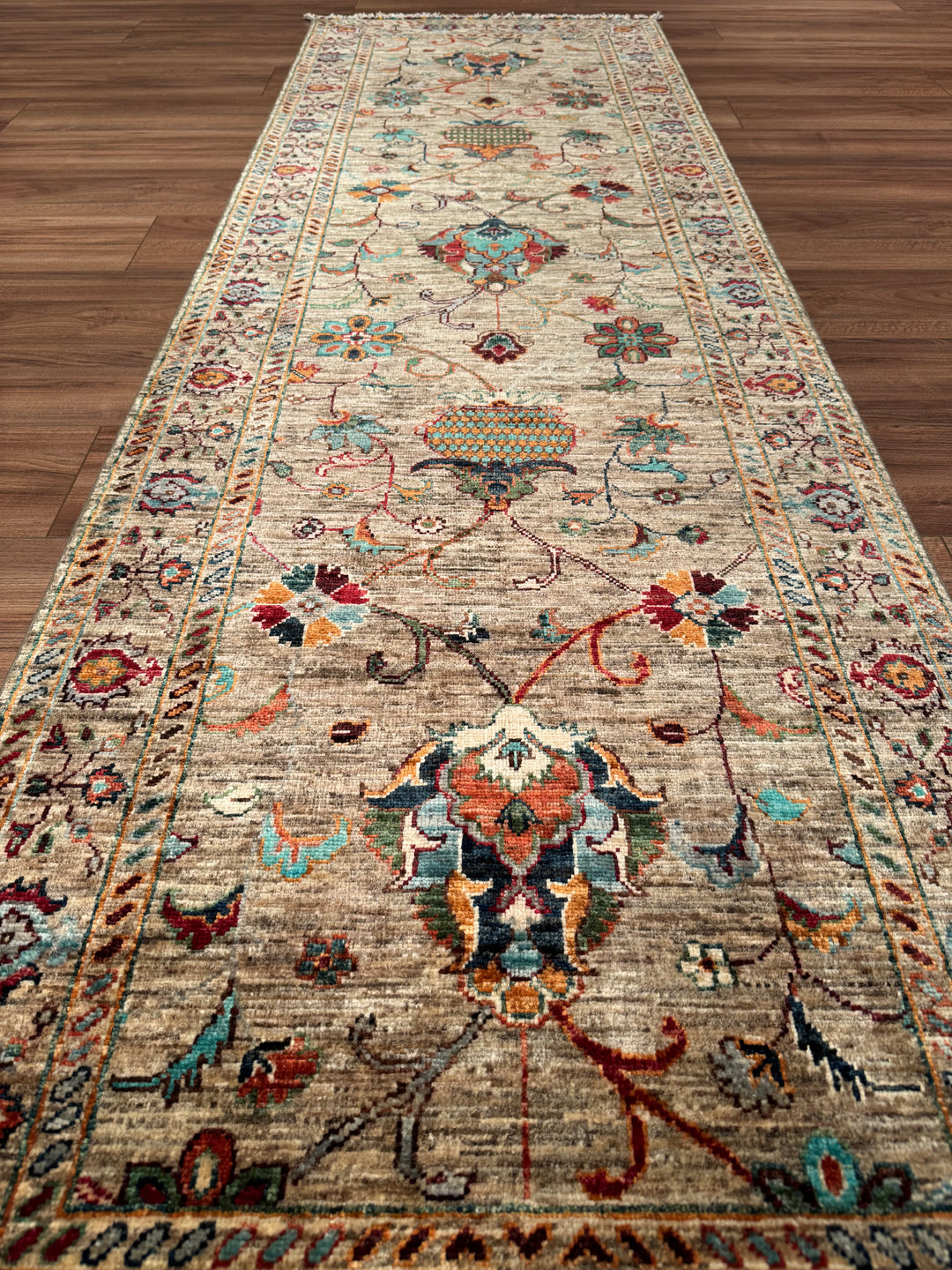 Sultani One Thousand and One Nights Runner Rug, Original Handwoven, Beige, Natural Dye Wool Carpet, 0.82x263 cm (2.16 square meters) - 3x8 ft 