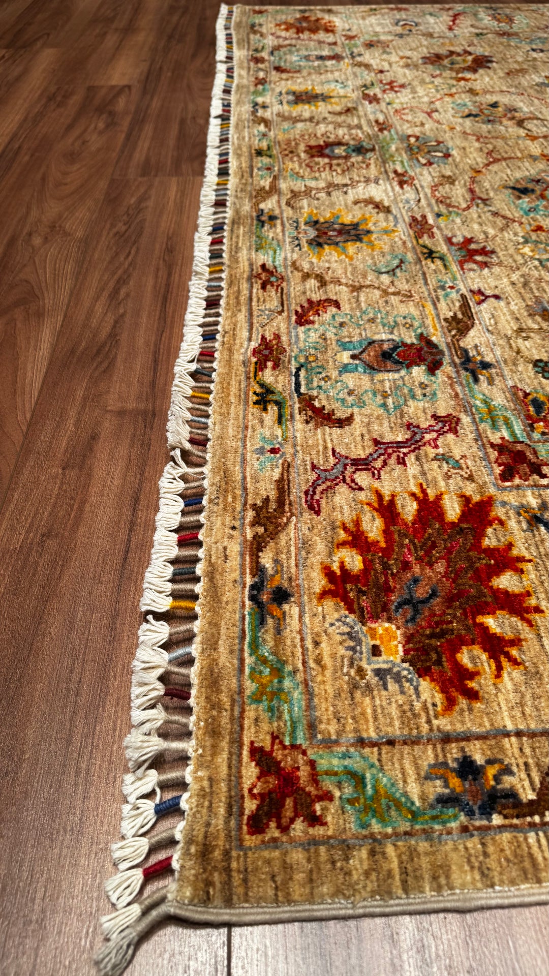 Sultani Binbirgece Original Hand Woven Beige Root Dye Wool Carpet 206x289 5.95 Square Meters - 7x9 ft 