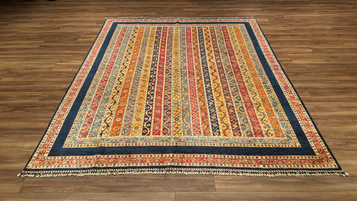 Shawl Original Hand Woven Blue Root Dye Wool Carpet 240x290 6.96 Square Meters - 6x9 ft 