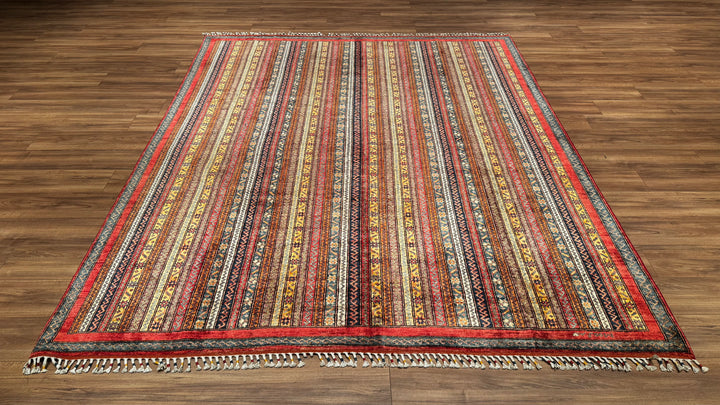 Shawl Original Hand Woven Red Root Dye Wool Carpet 242x296 7.16 Square Meters - 6x9 ft 