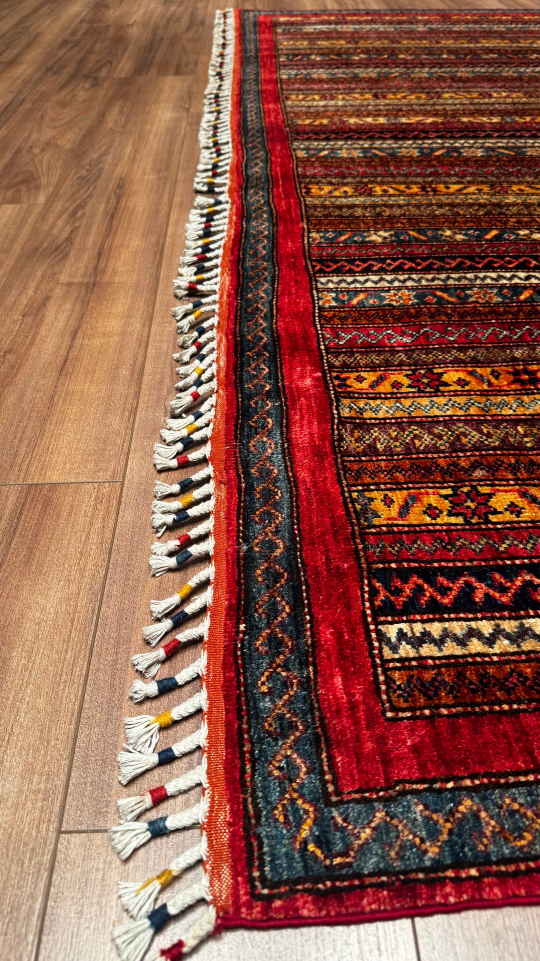 Shawl Original Hand Woven Red Root Dye Wool Carpet 242x296 7.16 Square Meters - 6x9 ft 