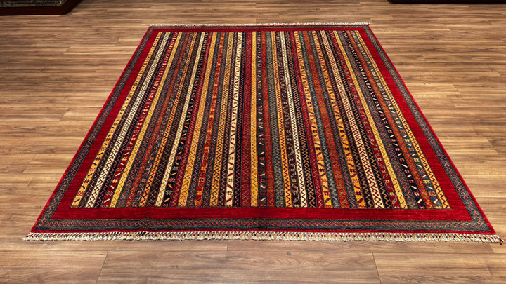 Shawl Original Hand Woven Red Root Dye Wool Carpet 257x296 7.61 Square Meters - 6x9 ft 