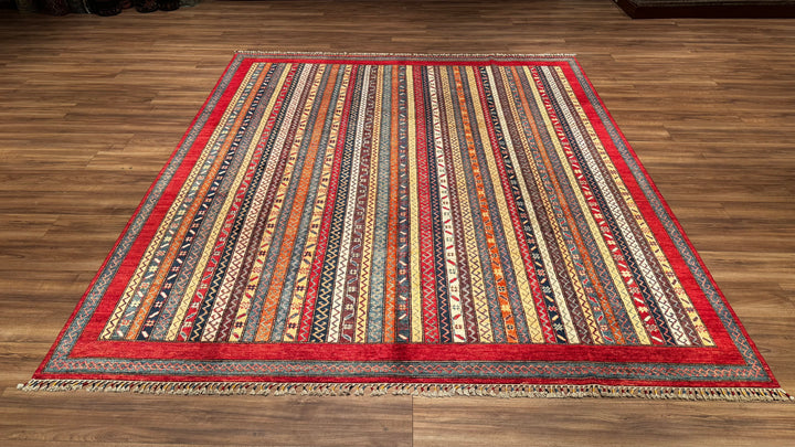 Shawl Original Hand Woven Red Root Dye Wool Carpet 257x296 7.61 Square Meters - 6x9 ft 