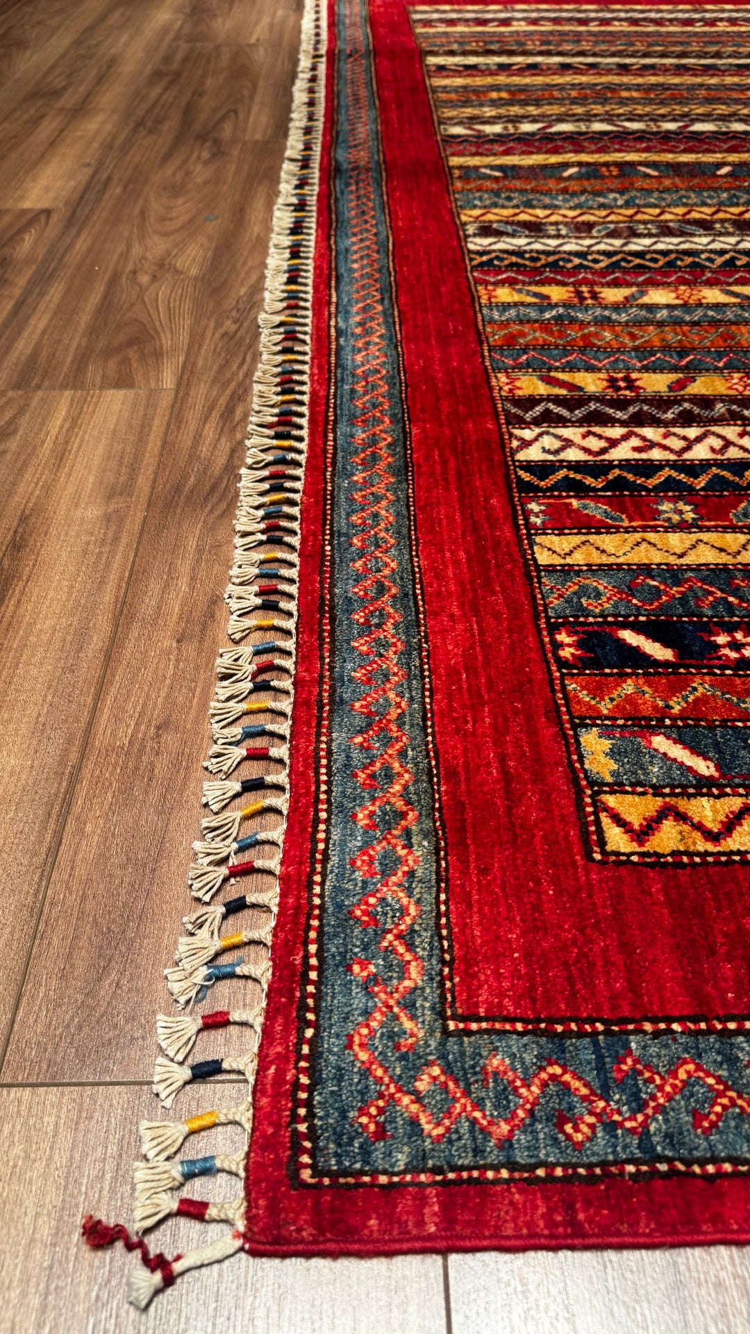 Shawl Original Hand Woven Red Root Dye Wool Carpet 257x296 7.61 Square Meters - 6x9 ft 