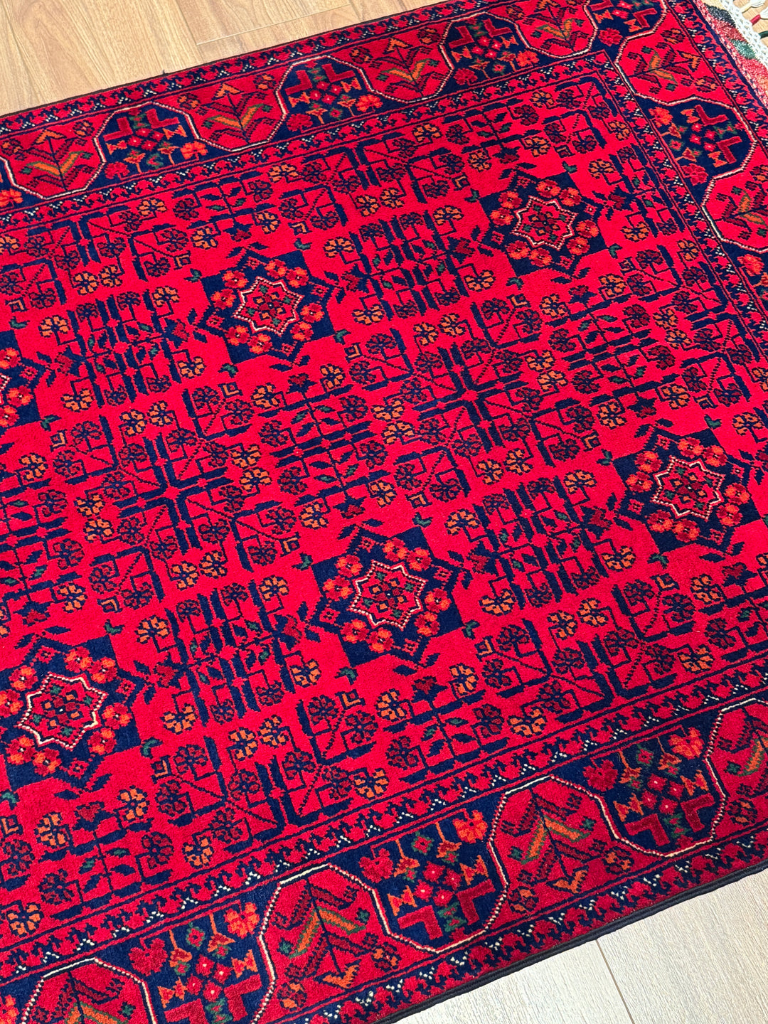 Afgan Halısı Hamyap Orijinal El Dokuması Kök Boya Yün 101x154 1.56 Metrekare - 3x5 ft