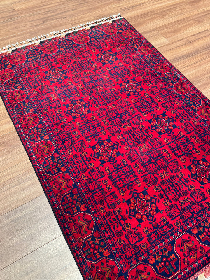 Afgan Halısı Hamyap Orijinal El Dokuması Kök Boya Yün 101x154 1.56 Metrekare - 3x5 ft