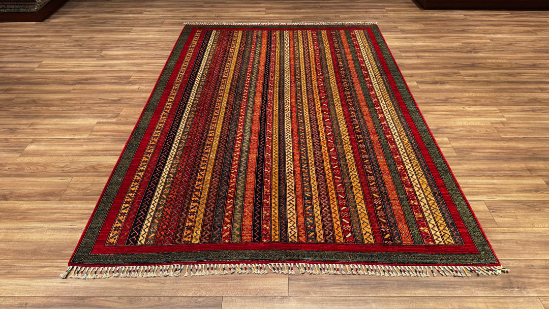 Shawl Original Hand Woven Red Root Dye Wool Carpet 204x298 6.08 Square Meters - 6x10 ft 