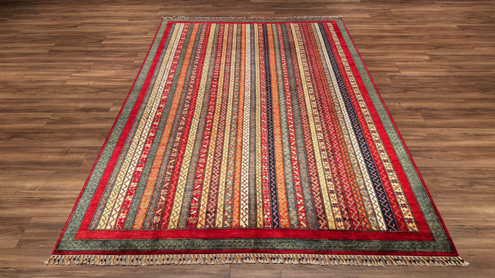 Shawl Original Hand Woven Red Root Dye Wool Carpet 204x298 6.08 Square Meters - 6x10 ft 