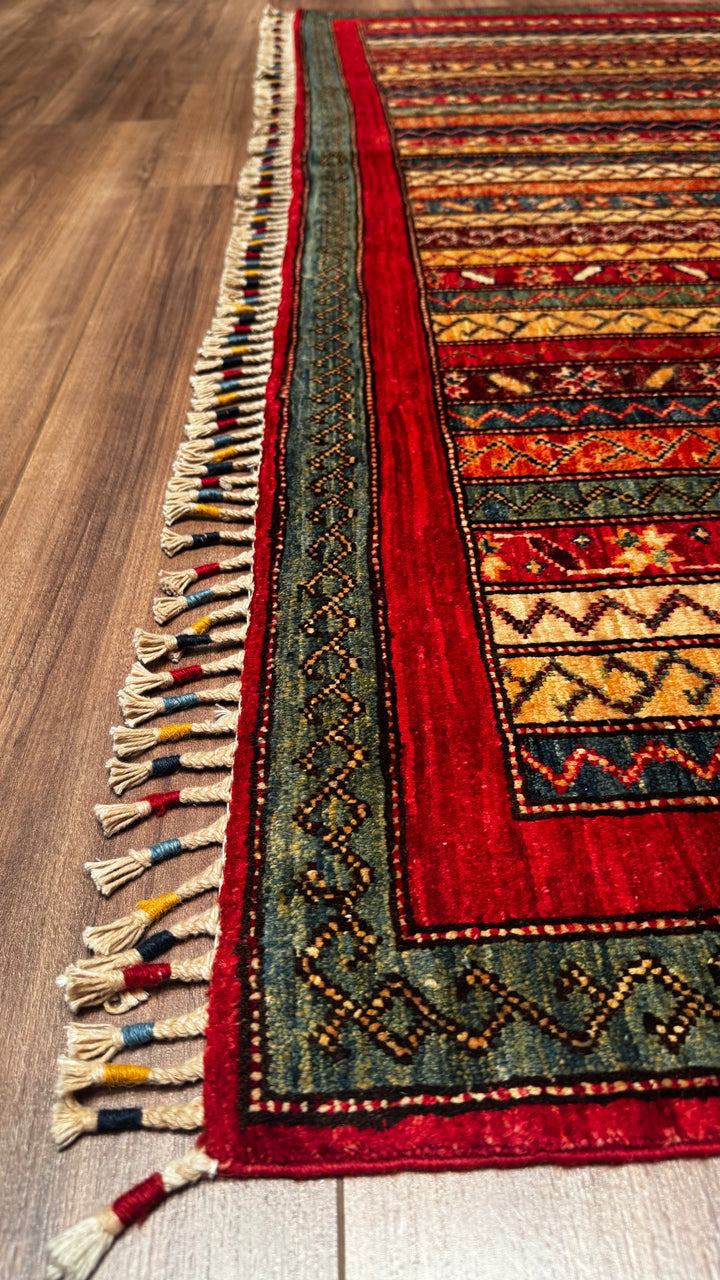 Shawl Original Hand Woven Red Root Dye Wool Carpet 204x298 6.08 Square Meters - 6x10 ft 