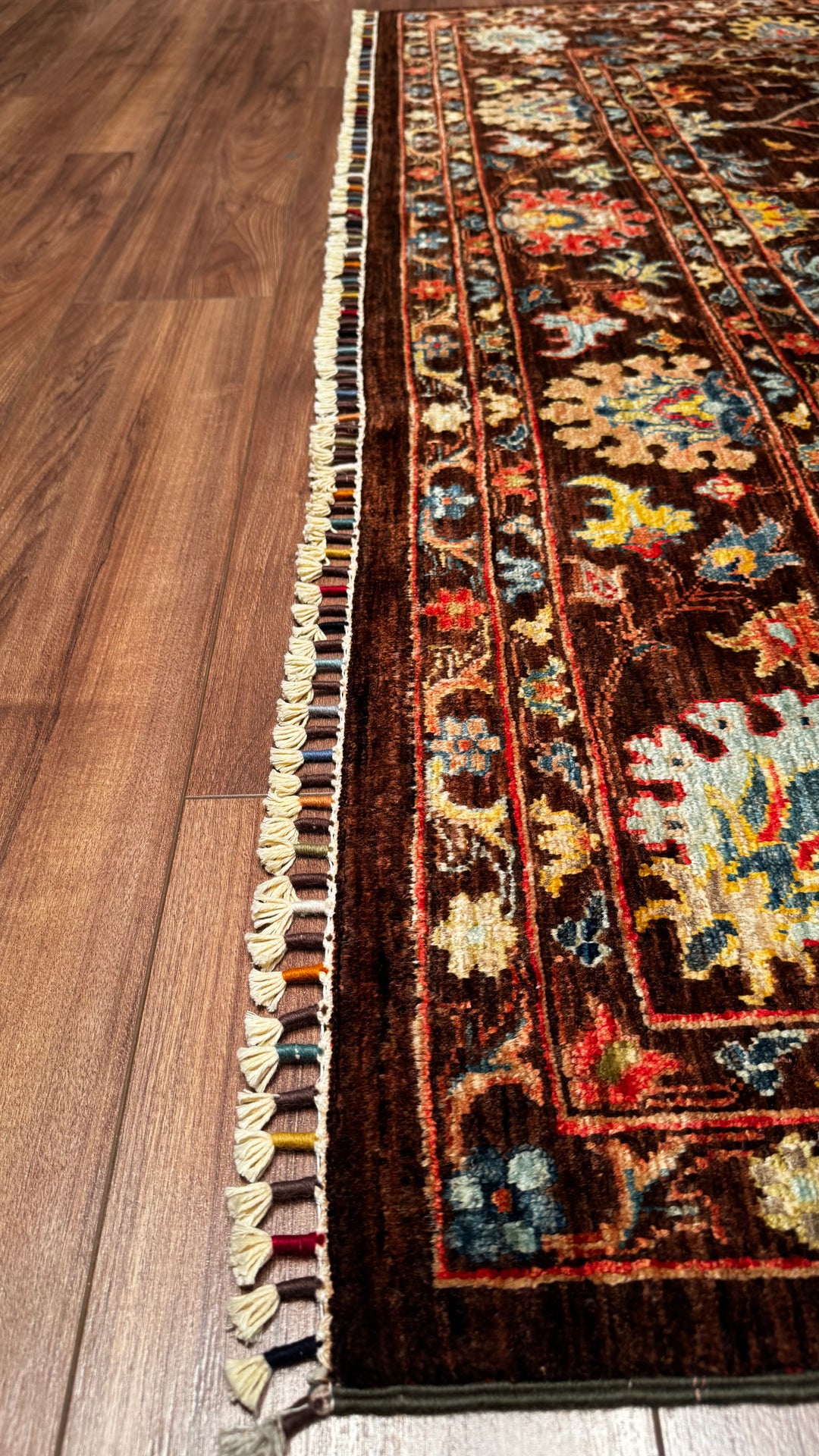 Sultani Binbirgece Original Hand Woven Brown Root Dye Wool Carpet 214x298 6.38 Square Meters - 7x9 ft 