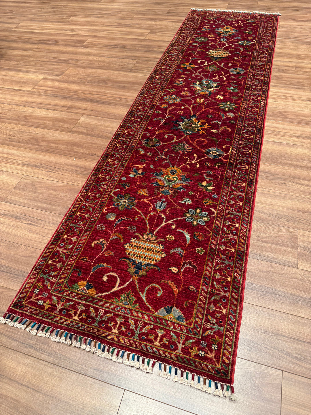 Sultani Binbirgece Yolluk Orijinal El Dokuması Kırmızı Kök Boya Yün Halı 0.84x309 2.60 Metrekare - 3x10 ft