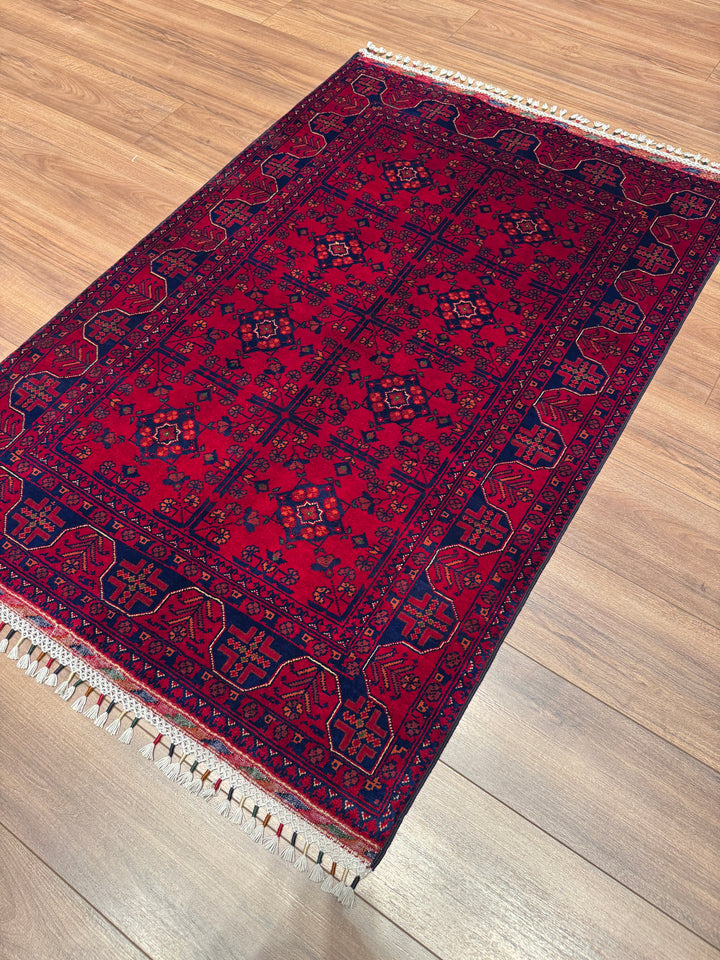 Afgan Halısı Hamyap Orijinal El Dokuması Kök Boya Yün 102x149 1.52 Metrekare - 3x5 ft
