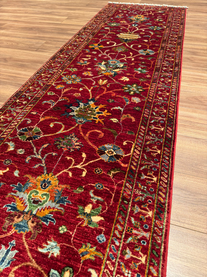 Sultani Binbirgece Yolluk Orijinal El Dokuması Kırmızı Kök Boya Yün Halı 0.84x309 2.60 Metrekare - 3x10 ft