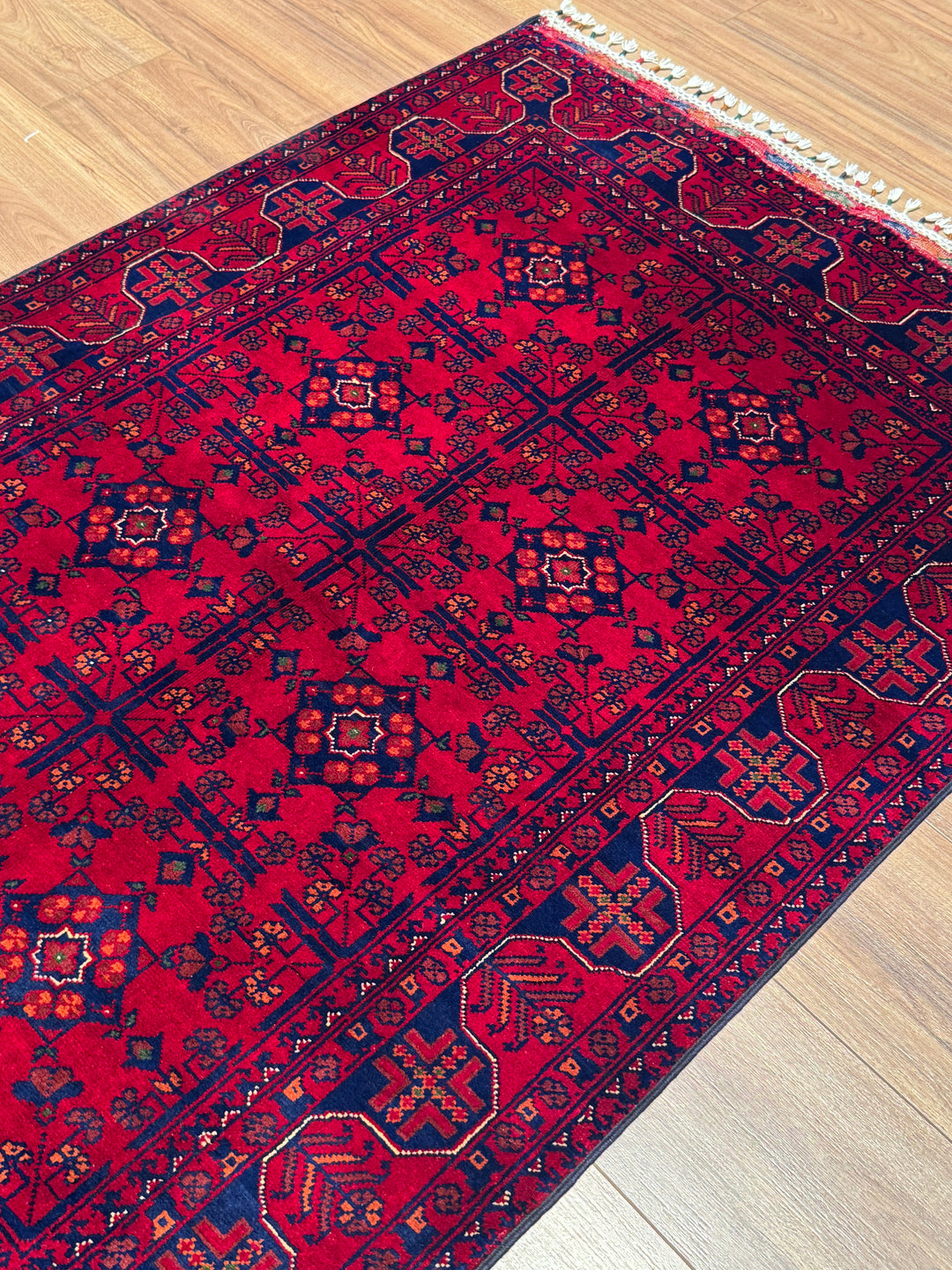 Afgan Halısı Hamyap Orijinal El Dokuması Kök Boya Yün 102x149 1.52 Metrekare - 3x5 ft