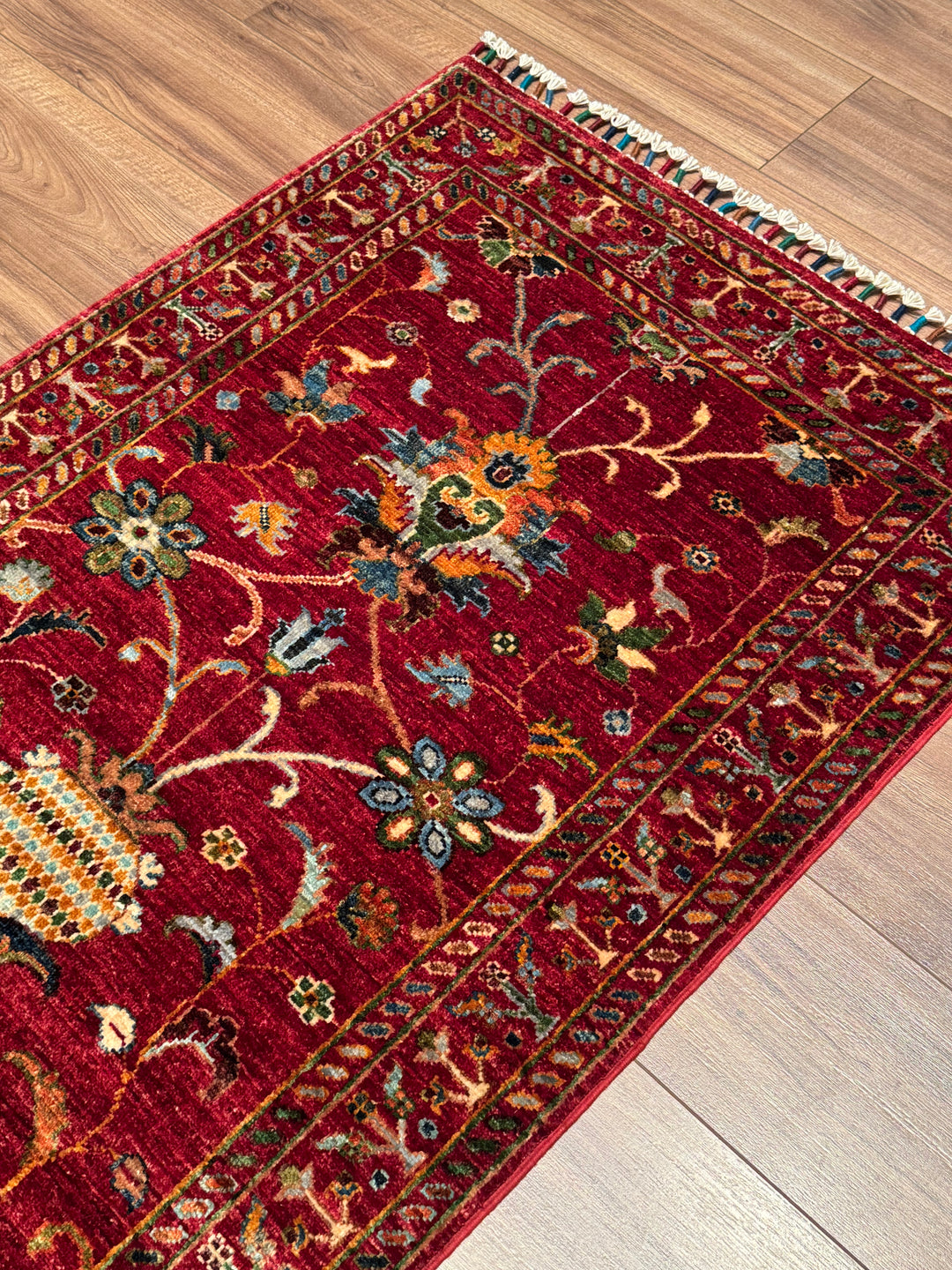 Sultani Binbirgece Yolluk Orijinal El Dokuması Kırmızı Kök Boya Yün Halı 0.84x309 2.60 Metrekare - 3x10 ft