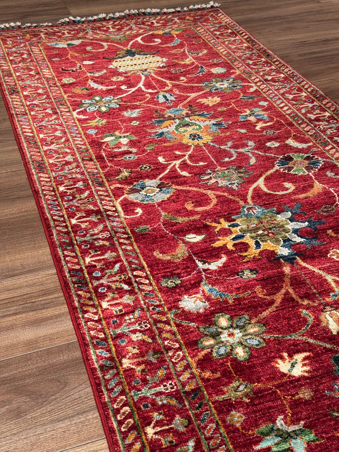 Sultani Binbirgece Yolluk Orijinal El Dokuması Kırmızı Kök Boya Yün Halı 0.84x309 2.60 Metrekare - 3x10 ft