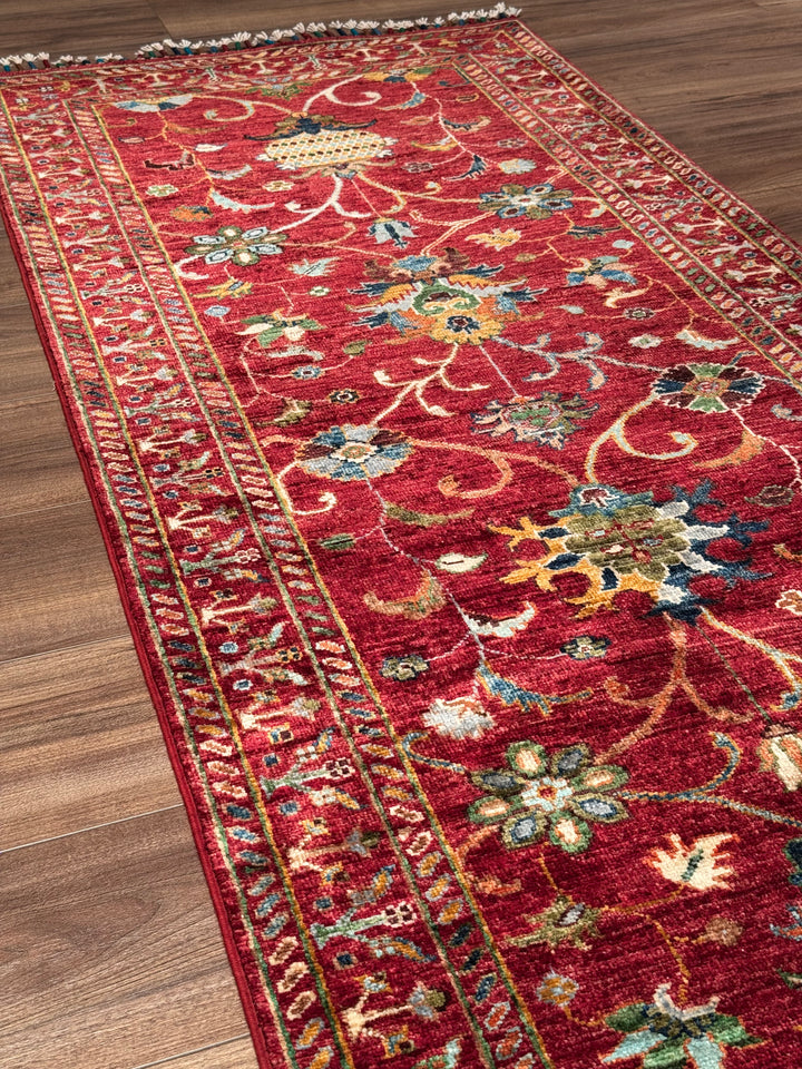 Sultani Binbirgece Yolluk Orijinal El Dokuması Kırmızı Kök Boya Yün Halı 0.84x309 2.60 Metrekare - 3x10 ft