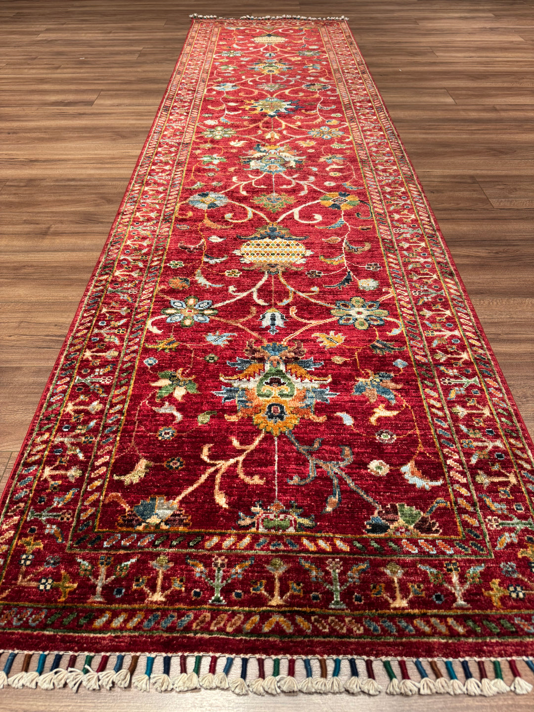 Sultani Binbirgece Yolluk Orijinal El Dokuması Kırmızı Kök Boya Yün Halı 0.84x309 2.60 Metrekare - 3x10 ft