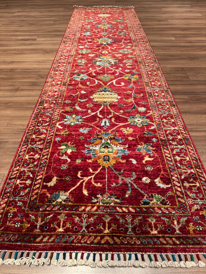 Sultani Binbirgece Yolluk Orijinal El Dokuması Kırmızı Kök Boya Yün Halı 0.84x309 2.60 Metrekare - 3x10 ft